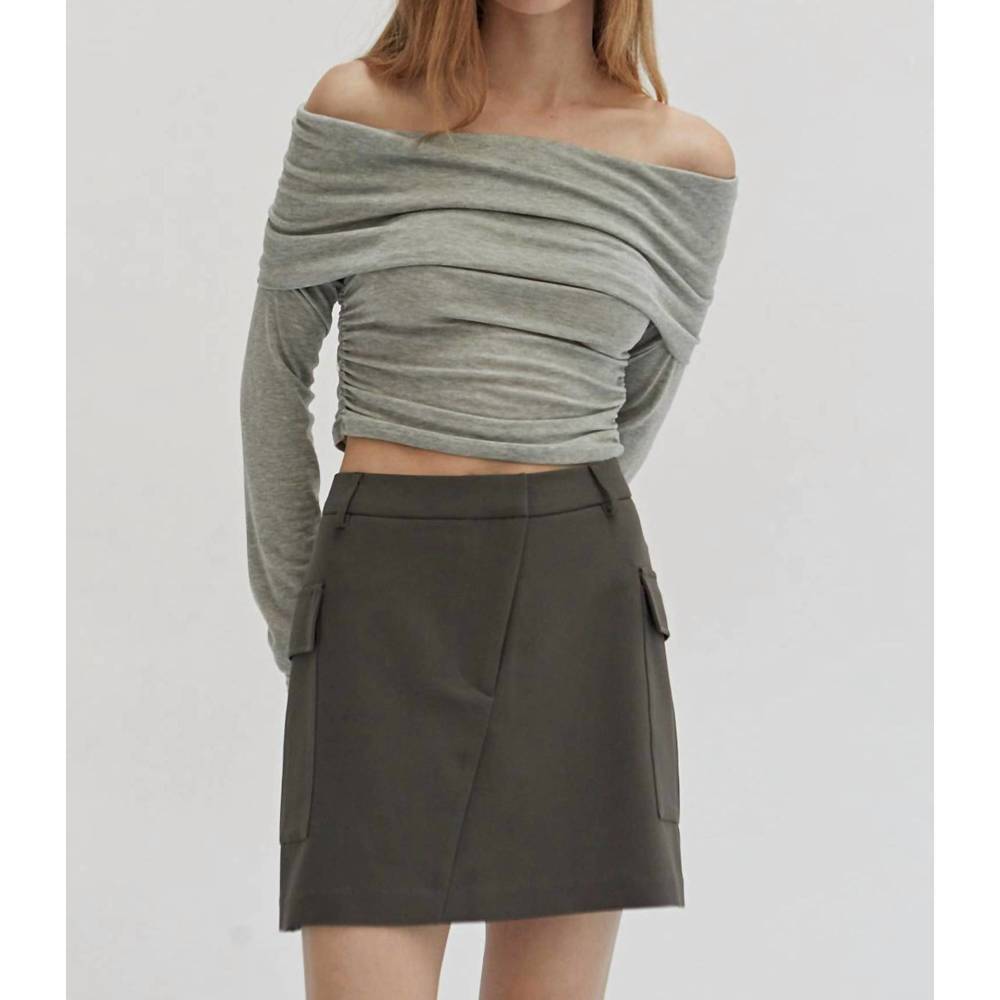 NEW CRESCENT nadia mini cargo skirt in grey